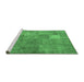 Sideview of Machine Washable Patchwork Emerald Green Transitional Area Rugs, wshcon964emgrn
