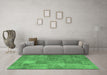 Machine Washable Patchwork Emerald Green Transitional Area Rugs in a Living Room,, wshcon964emgrn