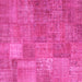 Square Machine Washable Patchwork Pink Transitional Rug, wshcon964pnk