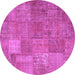 Round Patchwork Purple Transitional Rug, con964pur