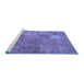 Sideview of Machine Washable Patchwork Blue Transitional Rug, wshcon964blu