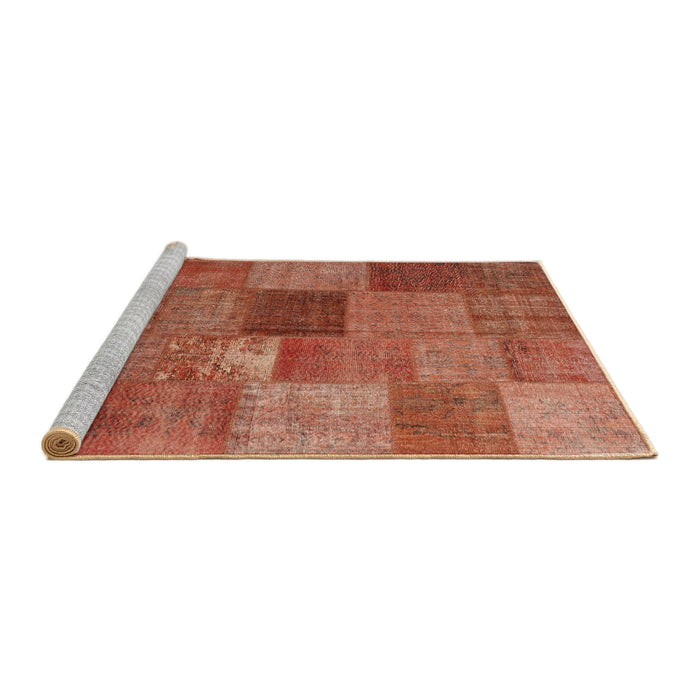 Serging Thickness of Machine Washable Contemporary Red Rug, wshcon965