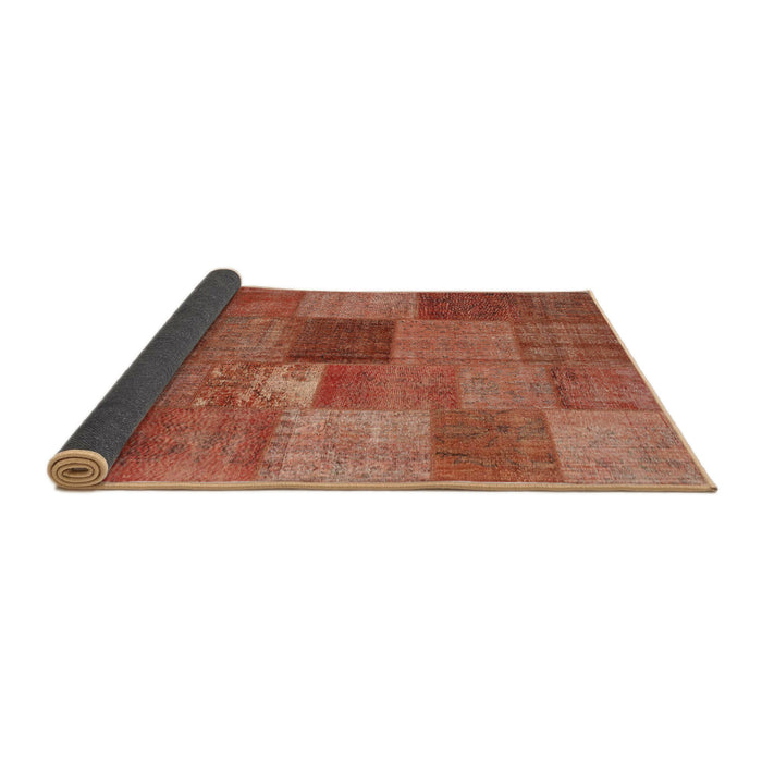Thickness of Contemporary Red Patchwork Rug, con965