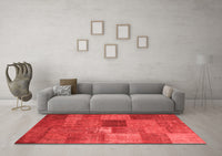 Machine Washable Patchwork Red Transitional Rug, wshcon965red