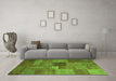 Machine Washable Patchwork Green Transitional Area Rugs in a Living Room,, wshcon965grn