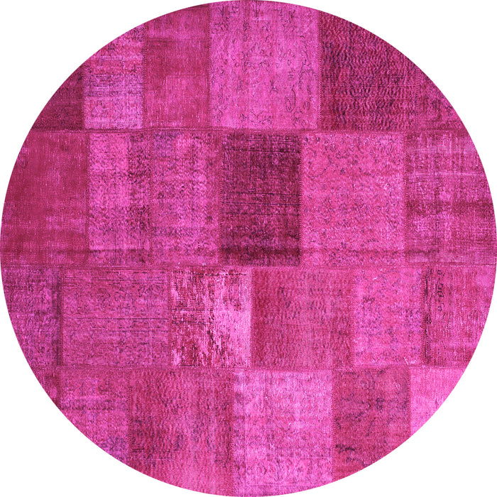 Round Patchwork Pink Transitional Rug, con965pnk