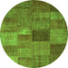 Square Patchwork Green Transitional Rug, con965grn