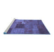 Sideview of Machine Washable Patchwork Blue Transitional Rug, wshcon965blu