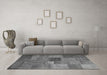 Machine Washable Patchwork Gray Transitional Rug in a Living Room,, wshcon965gry