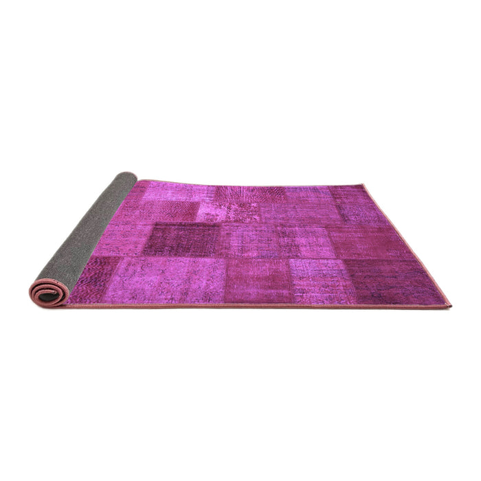 Sideview of Patchwork Purple Transitional Rug, con965pur