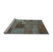 Sideview of Machine Washable Patchwork Light Blue Transitional Rug, wshcon965lblu