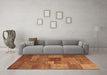 Machine Washable Patchwork Brown Transitional Rug in a Living Room,, wshcon965brn