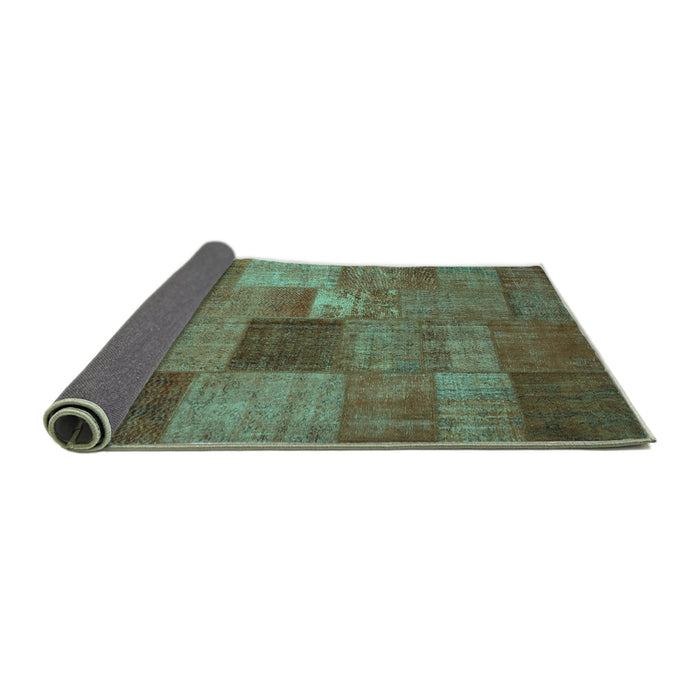 Sideview of Patchwork Turquoise Transitional Rug, con965turq