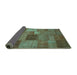 Sideview of Patchwork Turquoise Transitional Rug, con965turq