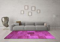 Machine Washable Patchwork Purple Transitional Rug, wshcon965pur