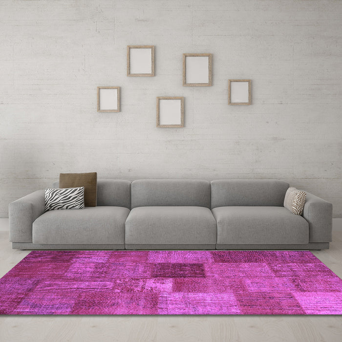 Machine Washable Patchwork Purple Transitional Area Rugs in a Living Room, wshcon965pur