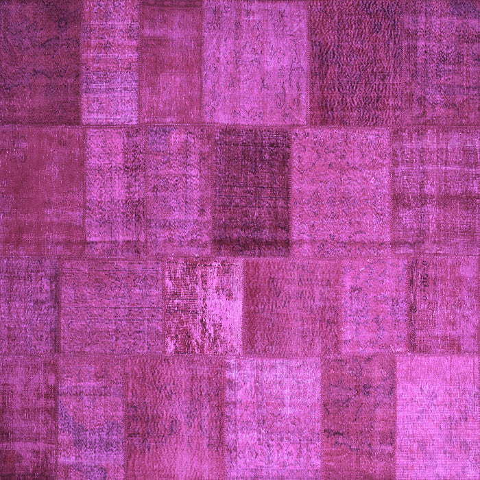 Square Machine Washable Patchwork Purple Transitional Area Rugs, wshcon965pur