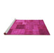 Sideview of Machine Washable Patchwork Pink Transitional Rug, wshcon965pnk