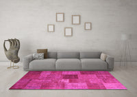 Machine Washable Patchwork Pink Transitional Rug, wshcon965pnk