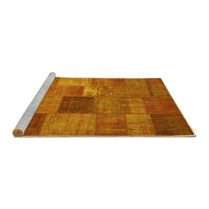 Sideview of Machine Washable Patchwork Yellow Transitional Rug, wshcon965yw