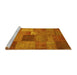 Sideview of Machine Washable Patchwork Yellow Transitional Rug, wshcon965yw