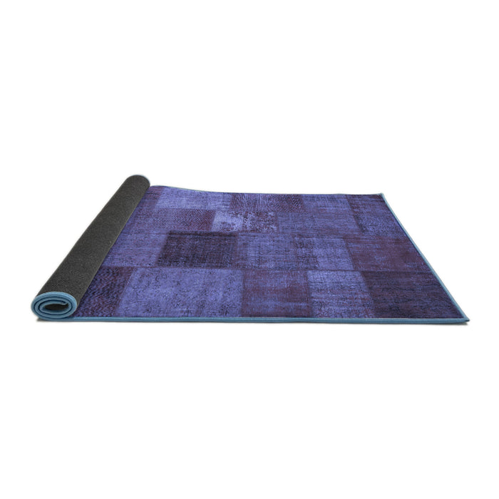 Sideview of Patchwork Blue Transitional Rug, con965blu