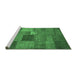 Sideview of Machine Washable Patchwork Emerald Green Transitional Area Rugs, wshcon965emgrn