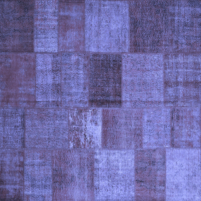 Square Machine Washable Patchwork Blue Transitional Rug, wshcon965blu