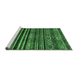 Sideview of Machine Washable Abstract Emerald Green Contemporary Area Rugs, wshcon966emgrn