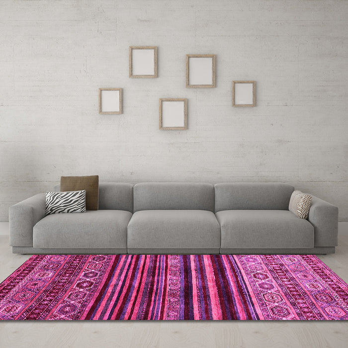 Machine Washable Abstract Pink Contemporary Rug in a Living Room, wshcon966pnk