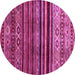 Round Abstract Pink Contemporary Rug, con966pnk