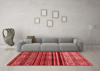 Machine Washable Abstract Red Contemporary Rug, wshcon966red