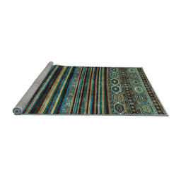 Sideview of Machine Washable Abstract Light Blue Contemporary Rug, wshcon966lblu