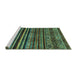 Sideview of Machine Washable Abstract Turquoise Contemporary Area Rugs, wshcon966turq