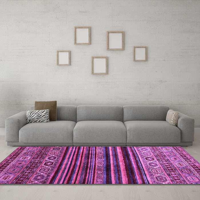 Machine Washable Abstract Purple Contemporary Area Rugs in a Living Room, wshcon966pur