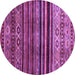 Round Machine Washable Abstract Purple Contemporary Area Rugs, wshcon966pur