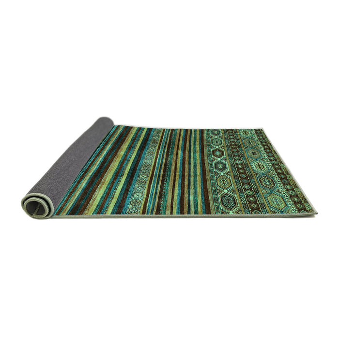 Sideview of Abstract Turquoise Contemporary Rug, con966turq