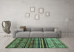 Machine Washable Abstract Turquoise Contemporary Area Rugs in a Living Room,, wshcon966turq