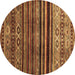 Round Machine Washable Abstract Brown Contemporary Rug, wshcon966brn