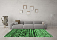 Machine Washable Abstract Emerald Green Contemporary Rug, wshcon966emgrn