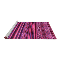 Sideview of Machine Washable Abstract Pink Contemporary Rug, wshcon966pnk