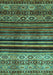 Machine Washable Abstract Turquoise Contemporary Area Rugs, wshcon966turq