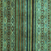 Square Machine Washable Abstract Turquoise Contemporary Area Rugs, wshcon966turq