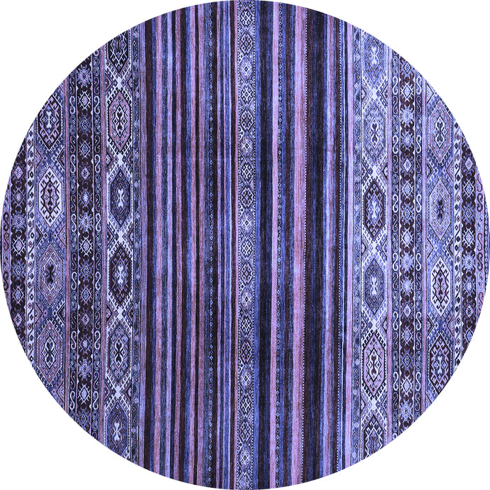 Round Abstract Blue Contemporary Rug, con966blu