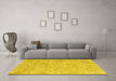 Machine Washable Abstract Yellow Contemporary Rug in a Living Room, wshcon967yw