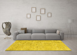 Machine Washable Abstract Yellow Contemporary Rug in a Living Room, wshcon967yw