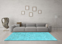 Machine Washable Abstract Light Blue Contemporary Rug, wshcon967lblu