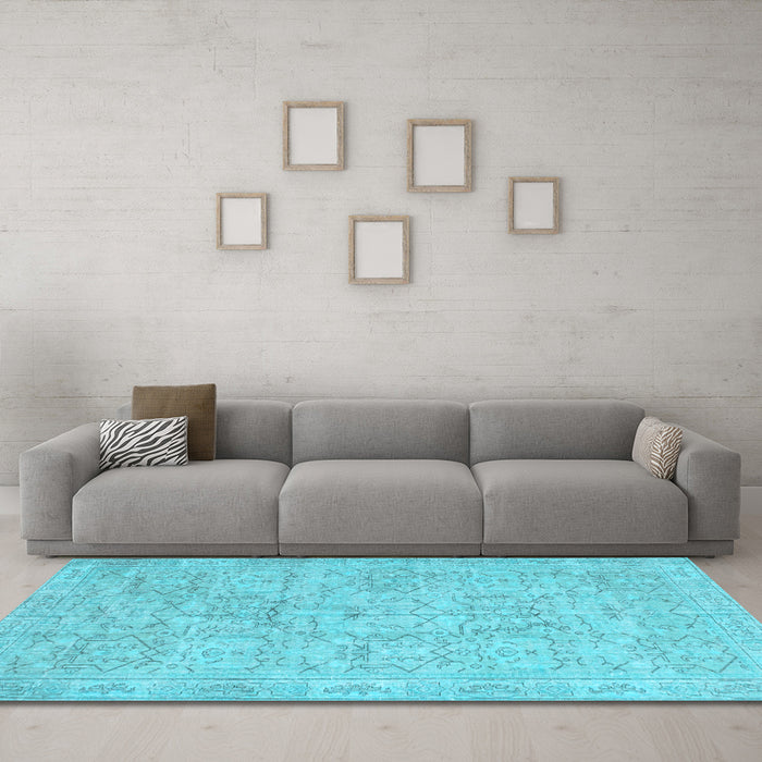 Machine Washable Abstract Light Blue Contemporary Rug in a Living Room, wshcon967lblu