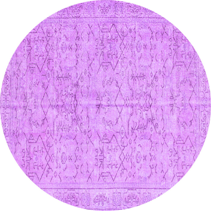 Round Machine Washable Abstract Purple Contemporary Area Rugs, wshcon967pur