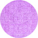 Round Machine Washable Abstract Purple Contemporary Area Rugs, wshcon967pur